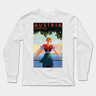 Vintage Travel Poster Austria Invites You Long Sleeve T-Shirt